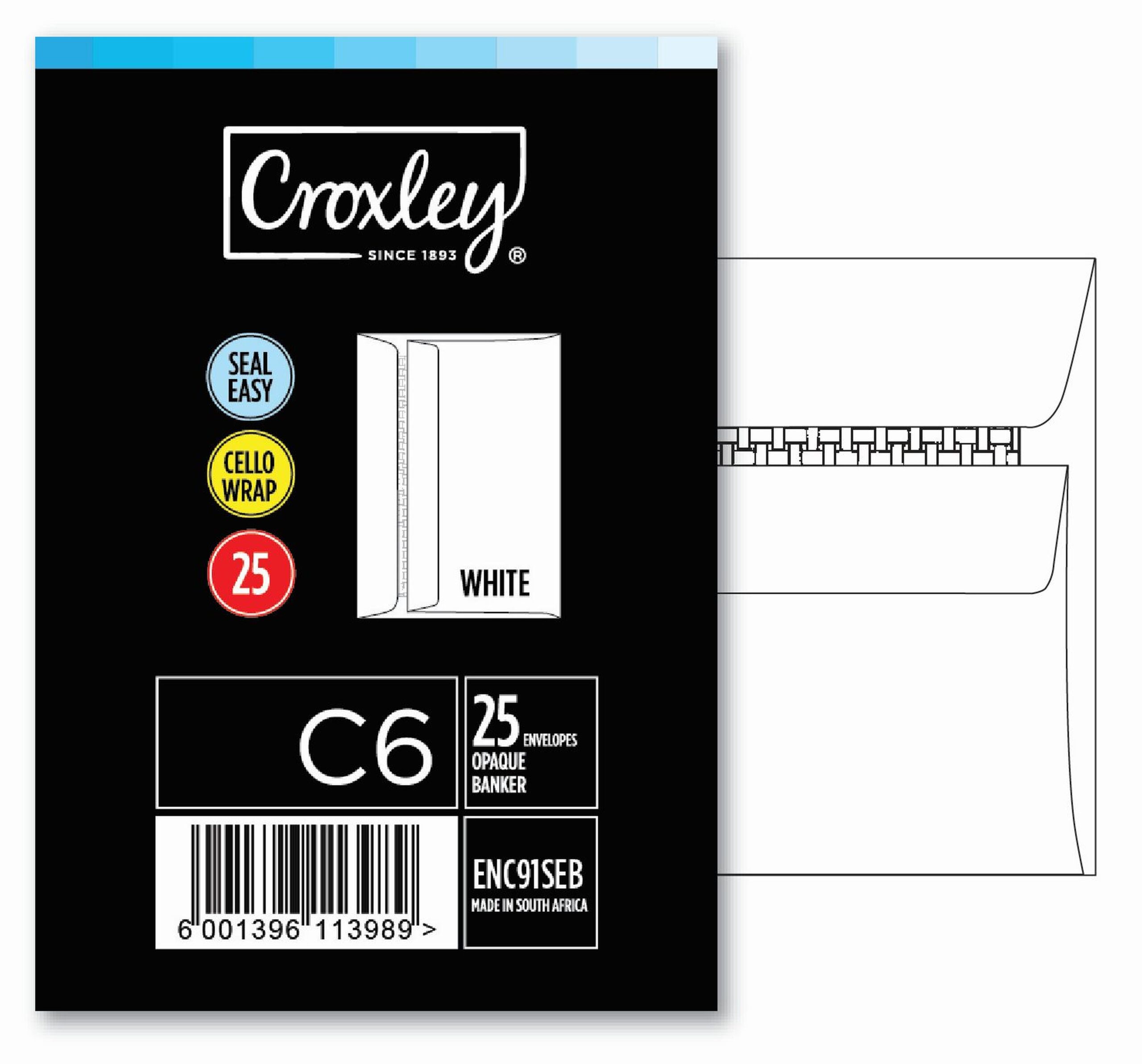 CROXLEY C6 Seal Easi Envelopes White 25 Pack - Image 1