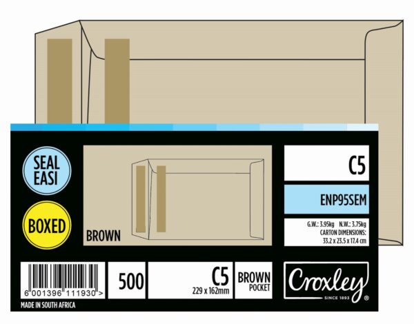 CROXLEY C5 Seal Easi Envelopes 229x162mm Manila 500 Pack