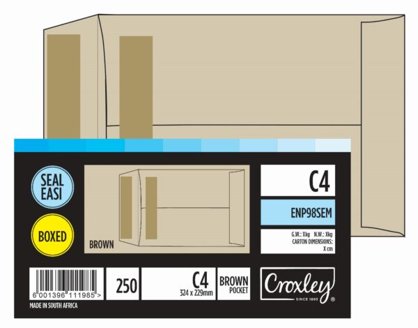 CROXLEY C4 Seal Easi Envelopes Manila 250 Pack