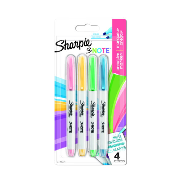 Sharpie S Note Highlighters Assorted 4 Pack