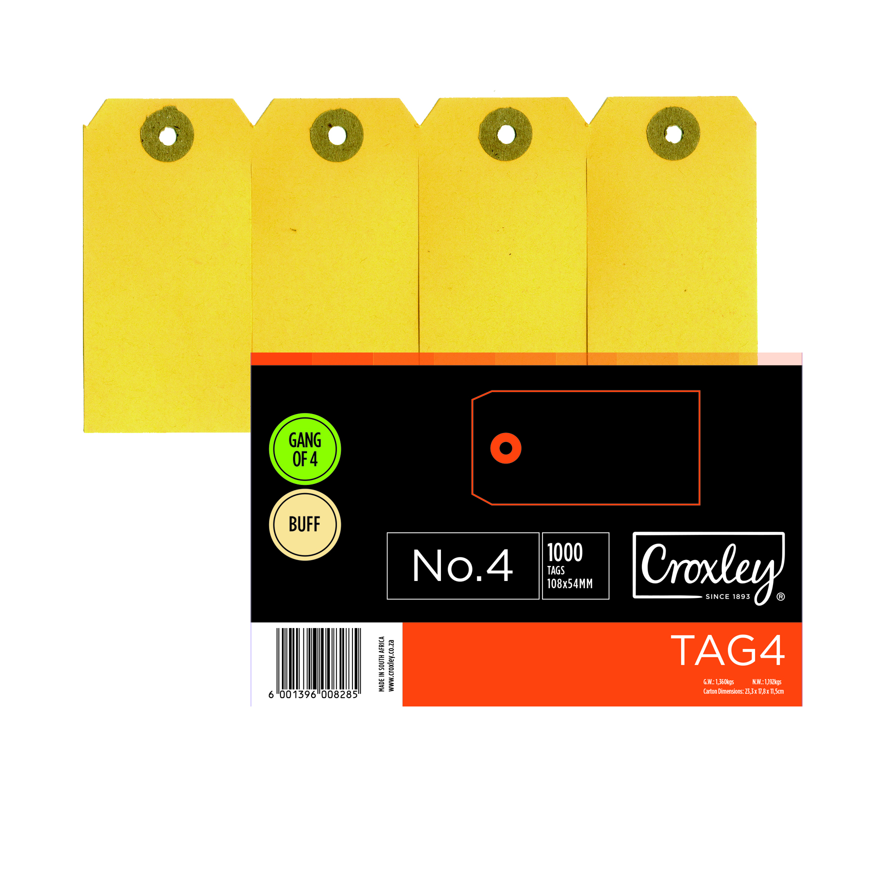 Croxley Tag No 4 108 x 54mm 4 Pack - Image 1