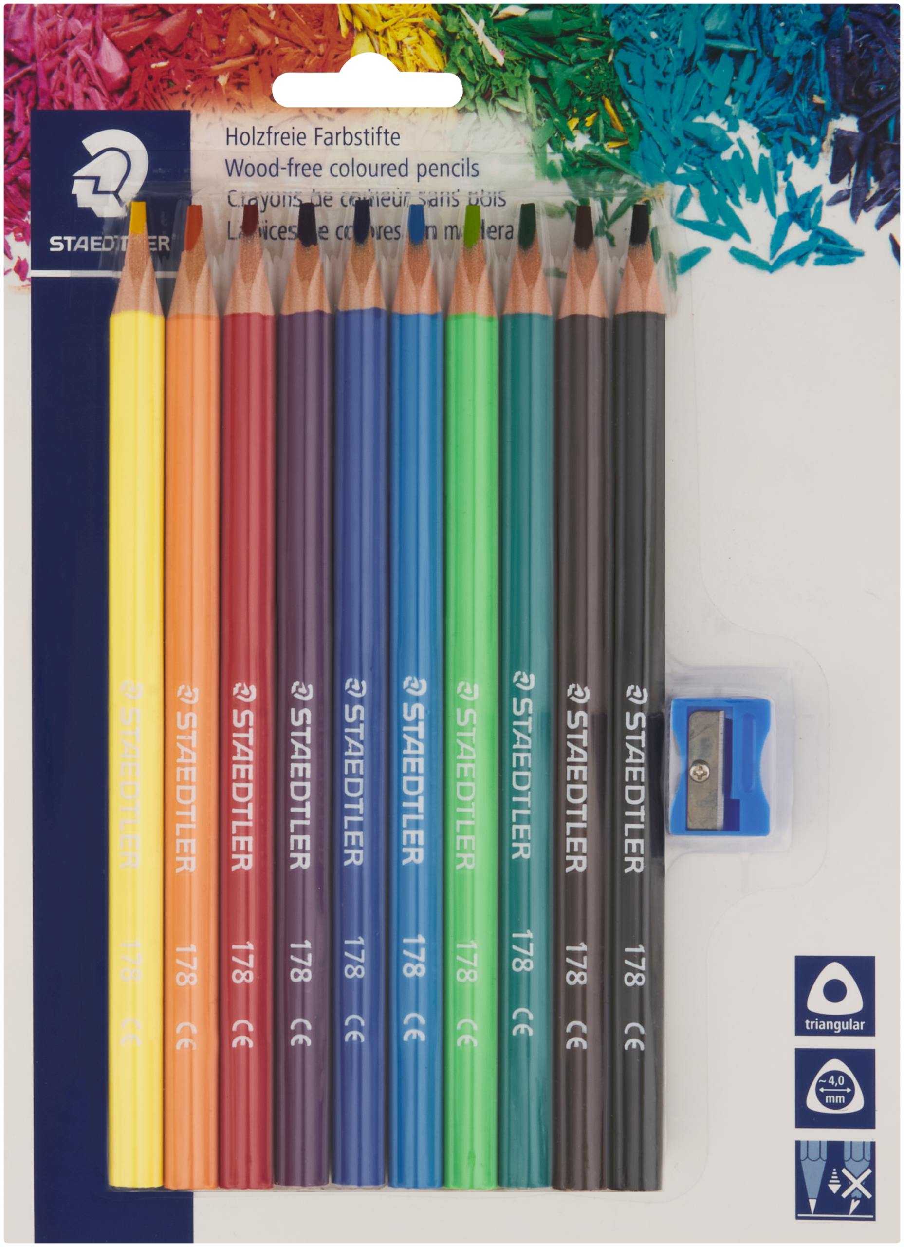 Staedtler Triplus Jumbo Coloured Pencils Assorted 10 Pack - Image 1