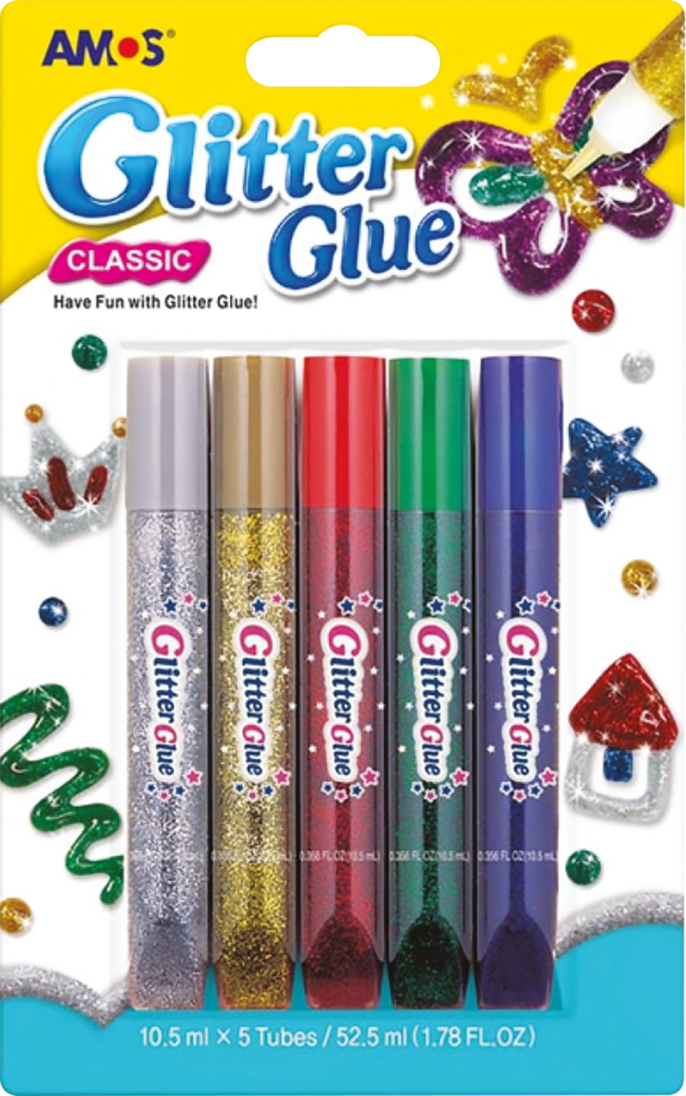AMOS Glitter Glue Assorted 10.5ml - Image 1