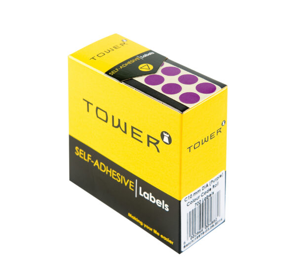 Label Round Tower 10mm Purple700Pk