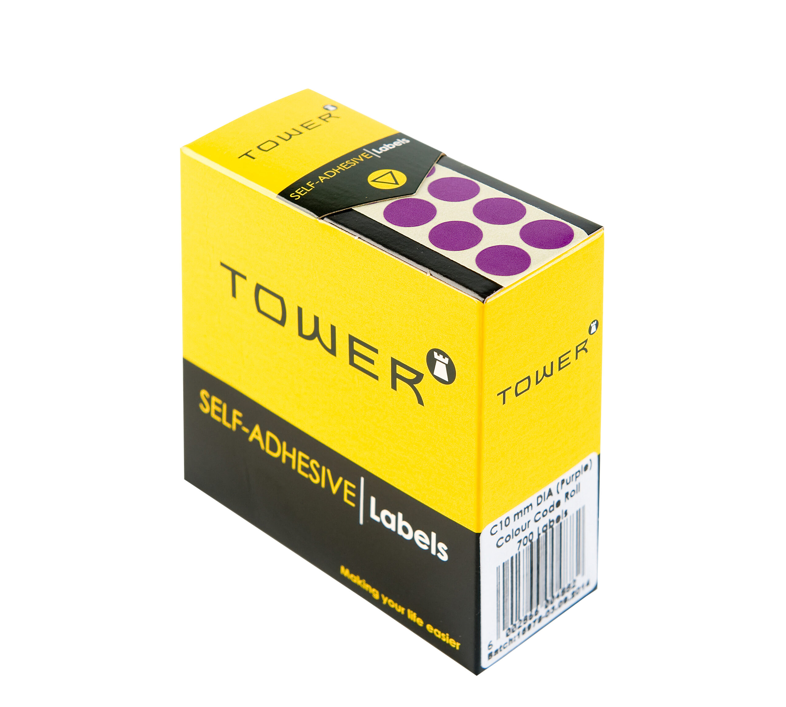 Label Round Tower 10mm Purple700Pk - Image 1