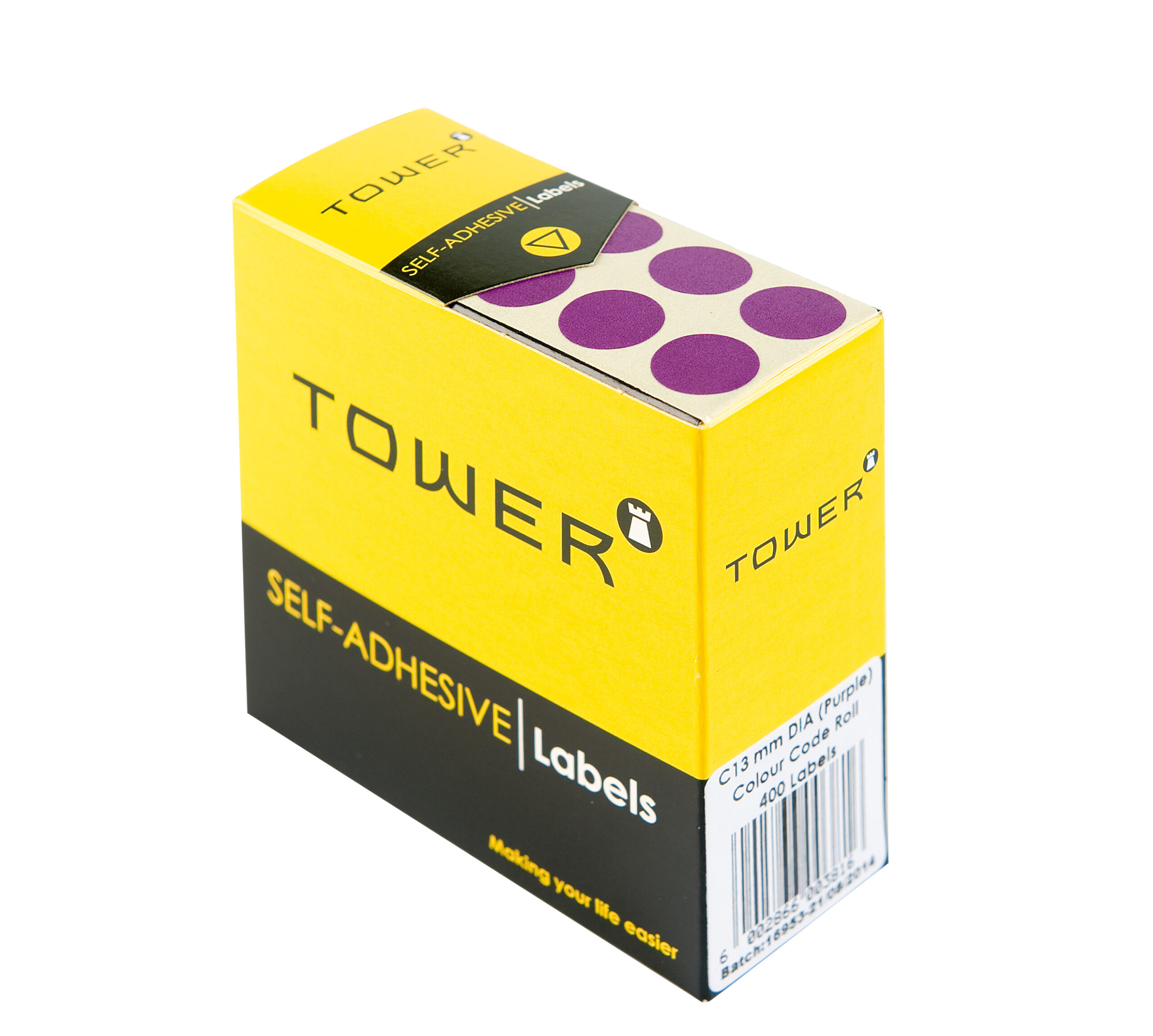 Label Round Tower 13mm Purple 400Pk - Image 1