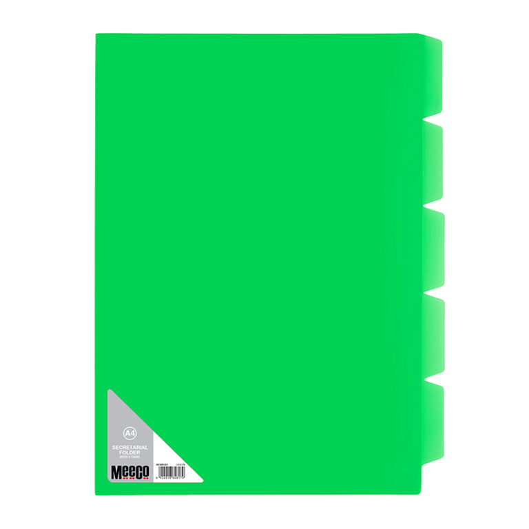 Meeco Secretarial Folder 5-Tab A4 Green - Image 1