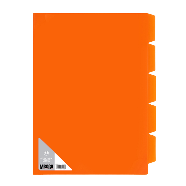 Meeco Secretarial Folder 5-Tab A4 Orange - Image 1
