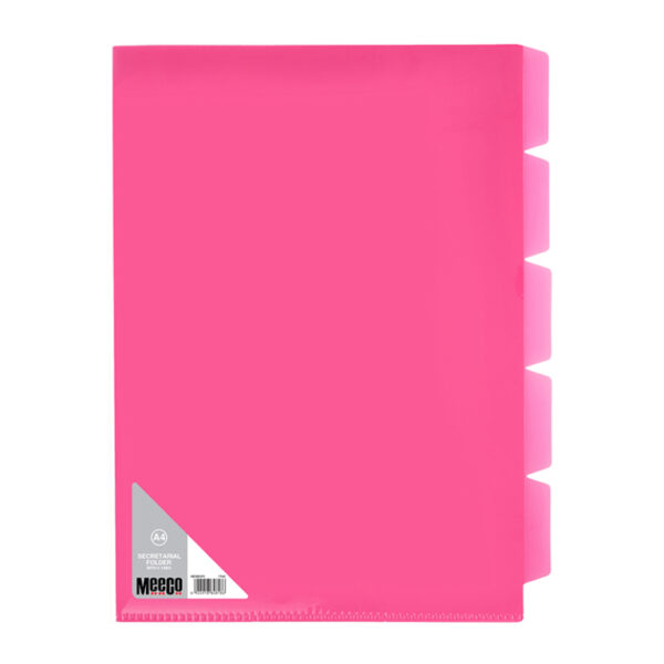 Meeco Secretarial Folder 5-TabA4 Pink