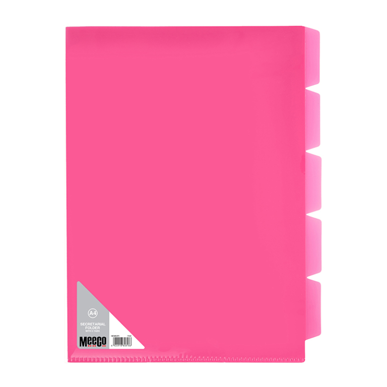 Meeco Secretarial Folder 5-TabA4 Pink - Image 1