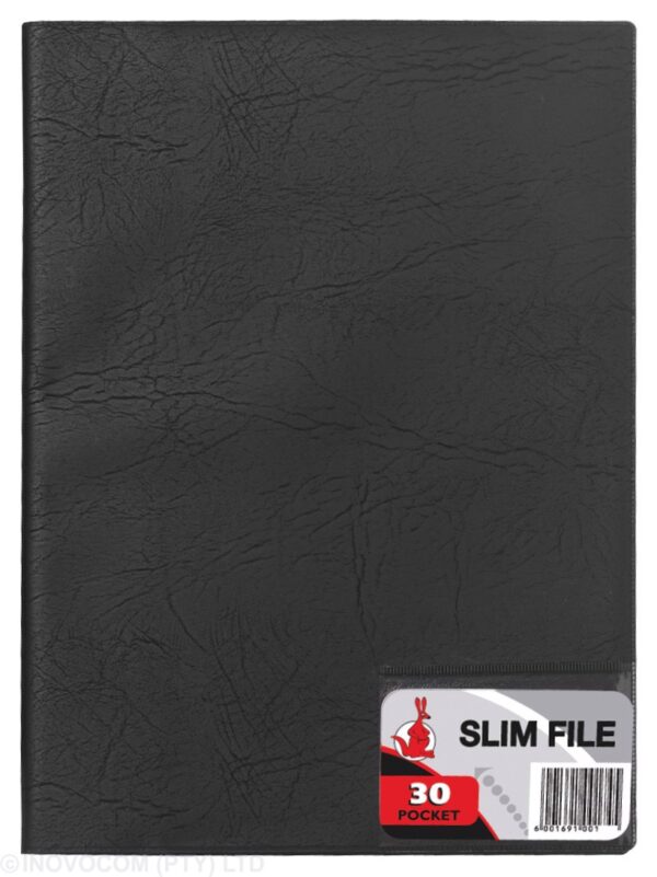 Flip File Slim File Display Books A4 30 Pocket Black